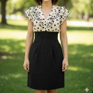 Elegant Polka Dot Ruffle Midi Dress